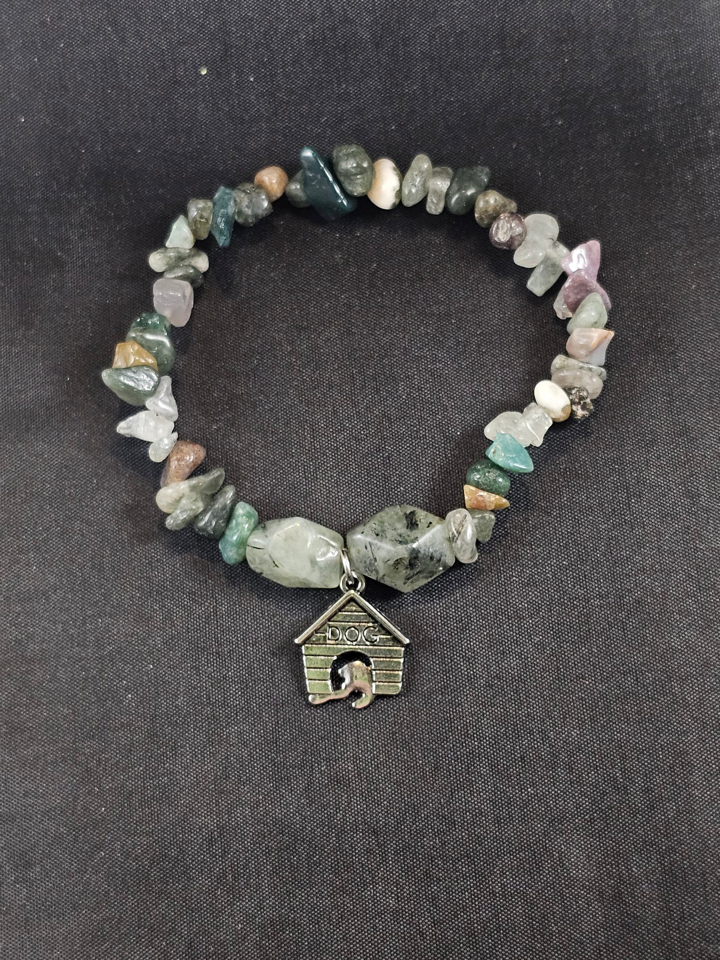Agate and Prehnite Doghouse Bracelet