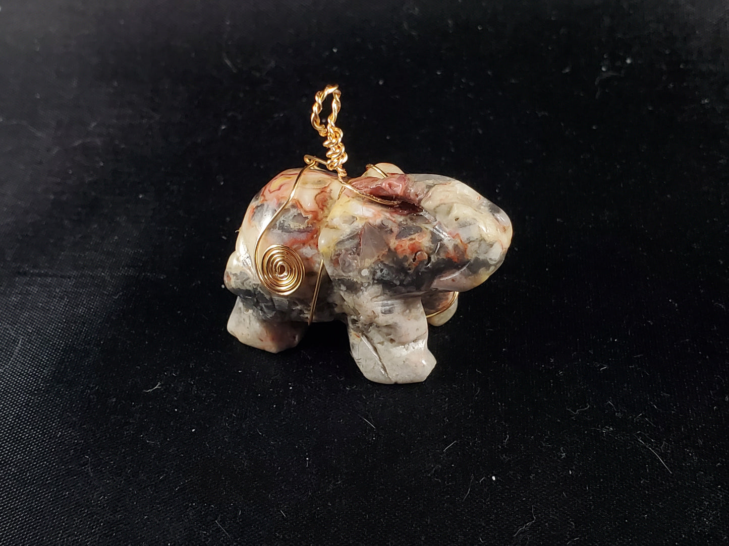 Crazy Lace Agate Elephant Pendant