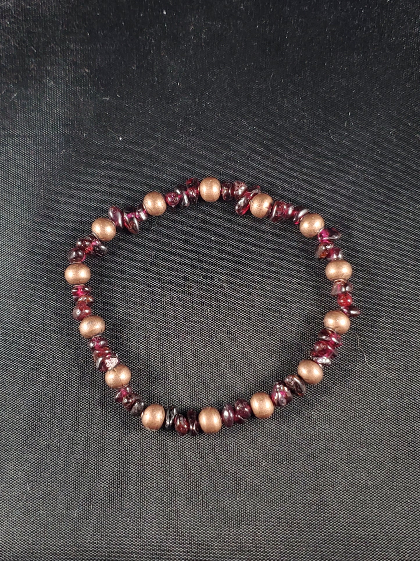 Garnet and Metal Bead Bracelet
