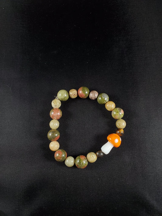 Unakite, Soapstone, Tigers Eye, and Mushroom Bracelet