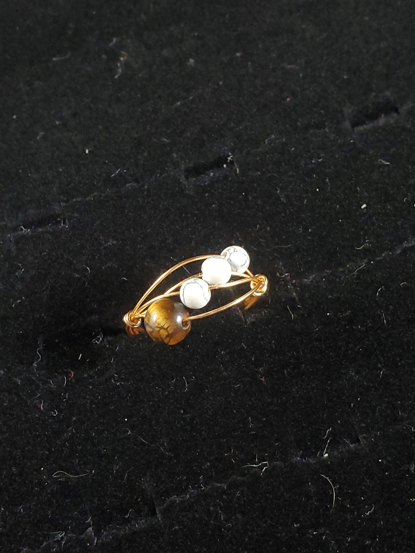 Tigers Eye and Howlite Ring