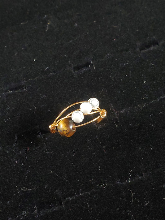 Tigers Eye and Howlite Ring