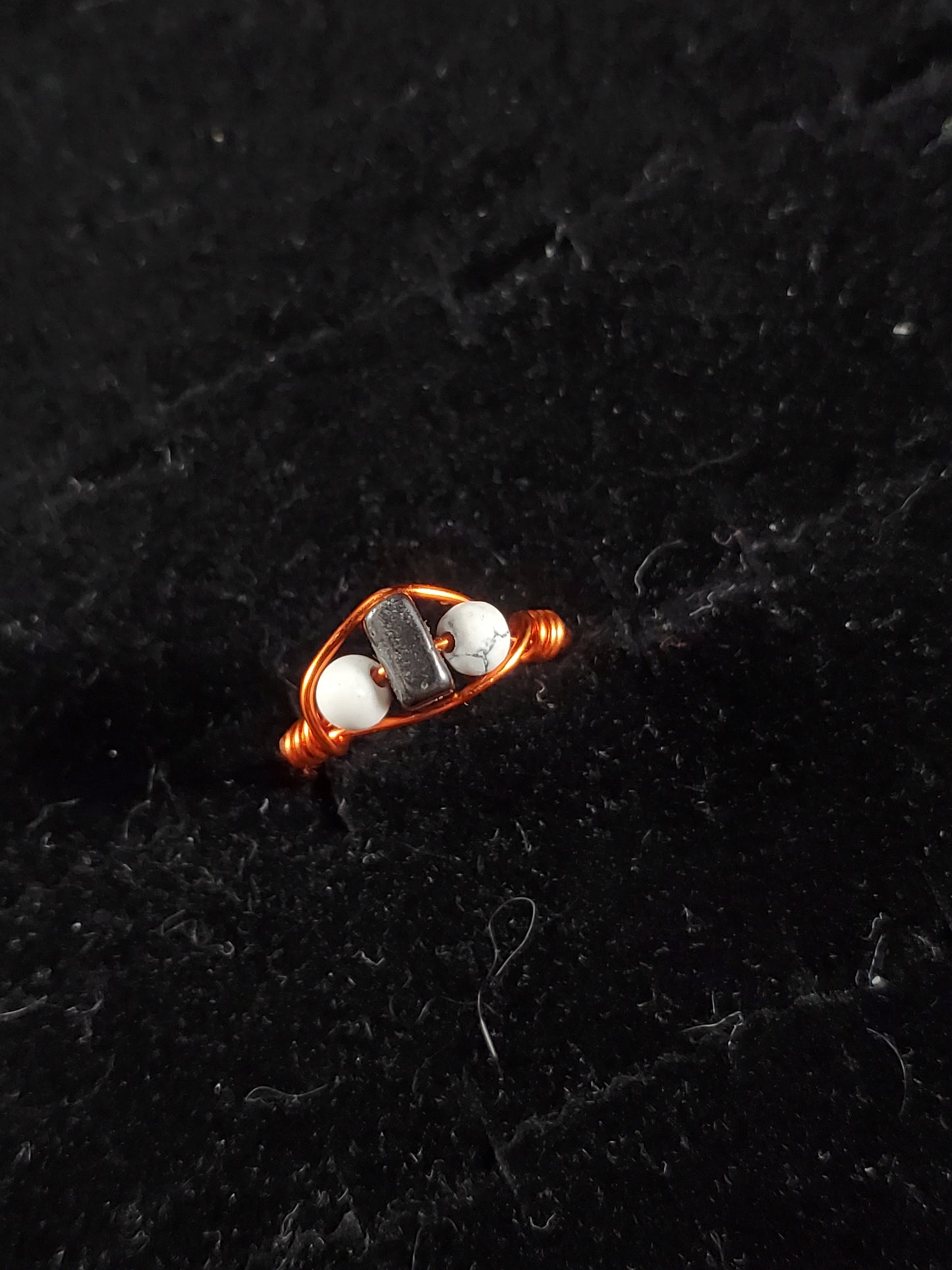 Howlite and Hematite Ring