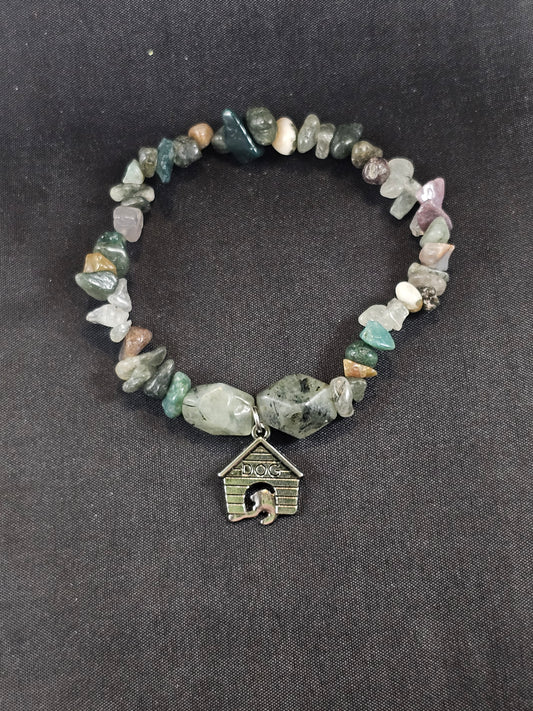 Agate and Prehnite Doghouse Bracelet