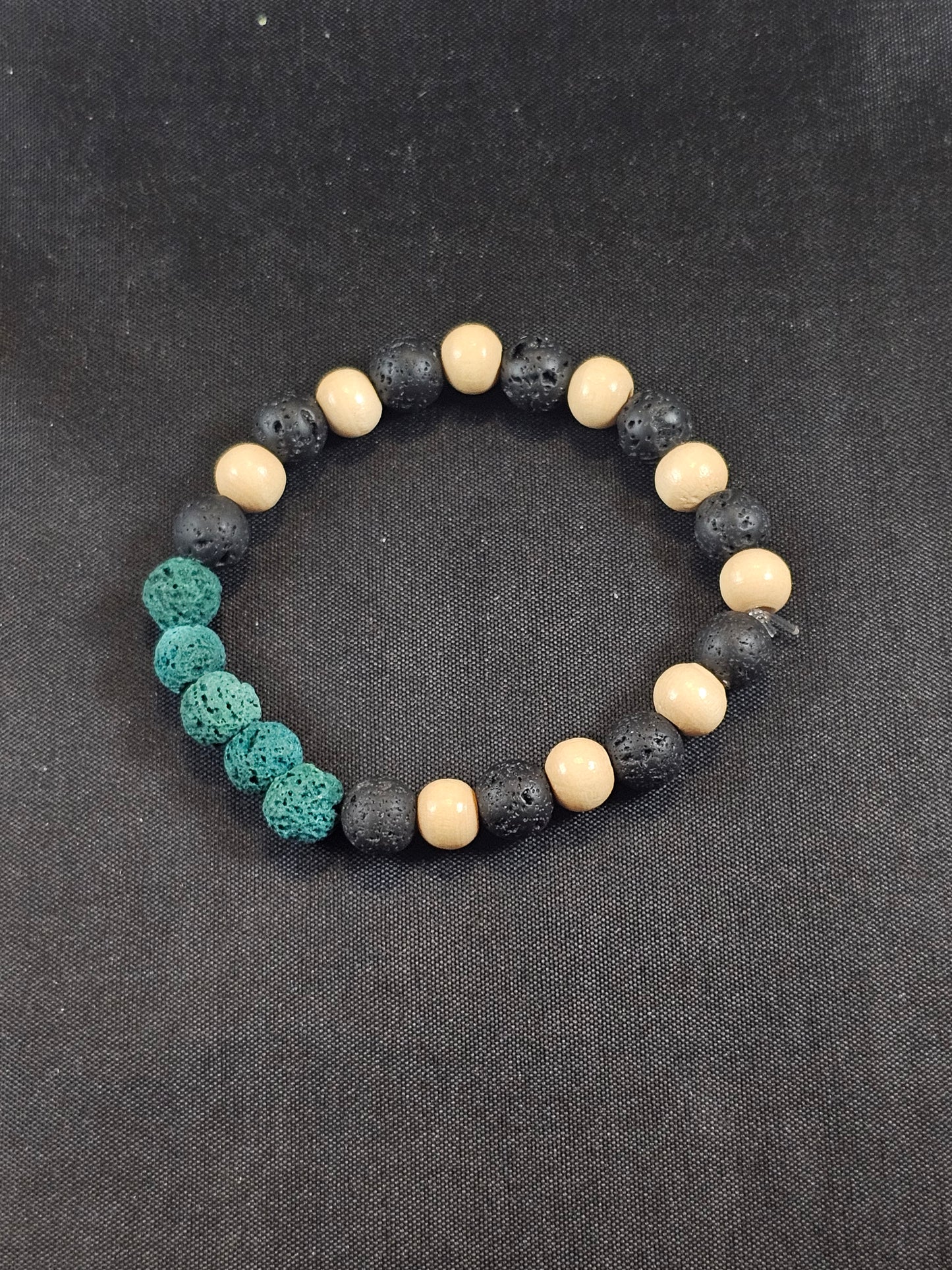 Lava Stone and Wood Bracelet