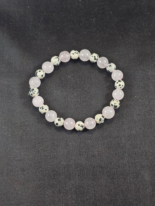 Dalmatian Jasper and Rose Quartz Bracelet