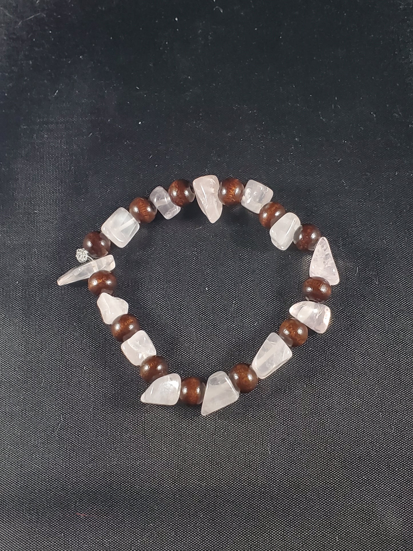 Rose Quartz and Wood Bracelet
