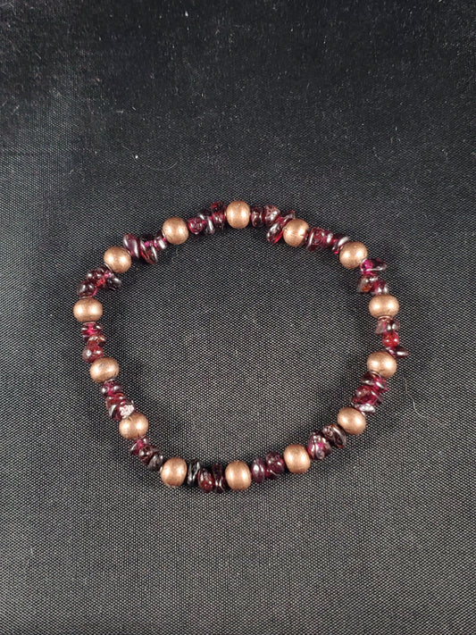 Garnet and Metal Bead Bracelet